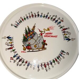 Dr Seuss The Grinch Merry Grinchmas Ceramic Cake Stand 10.5" Sleigh Bell Bistro